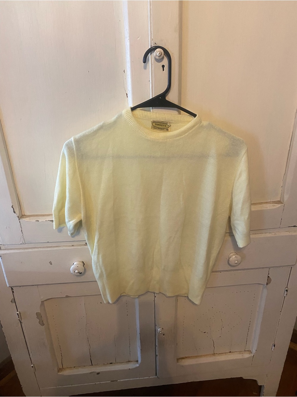 Vintage Short Sleeve light yellow Sweater
